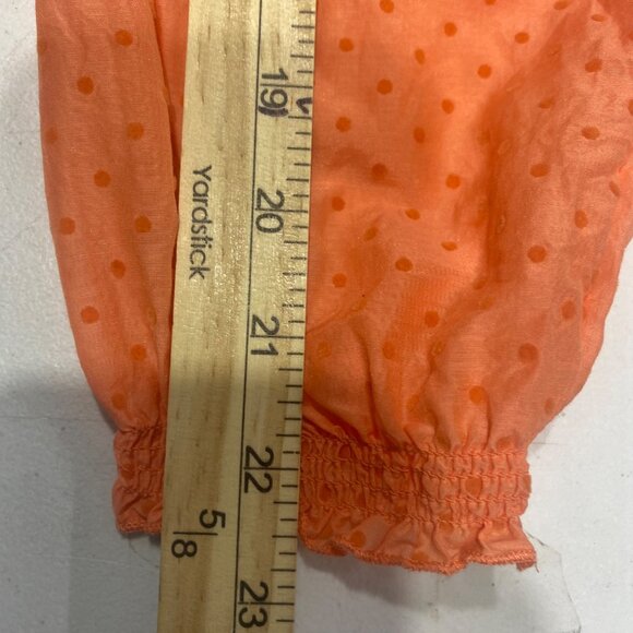 Joe Fresh Cotton Silk Top M Orange Polka Dot 3/4 Sleeve Off-Shoulder - Picture 9 of 13